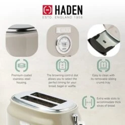 Haden Dorset 2 Slice Wide Slot Stainless Steel Toaster Bundled With 1.7 Liter Stainless Steel Electric Kettle With 360-Degree Base, Putty & Chrome -Kitchen Appliances GUEST 99317a90 3981 4833 9763 7af296d9d852