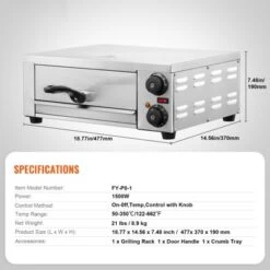 VEVOR Electric Pizza Oven For Countertops, 12-inch, 1500W, With Temp Control & 0-120 Min Timer, Even Baking Technology & Easy Clean Crumb Tray -Kitchen Appliances GUEST 9c0a31fb b8c0 46b0 8958 b26ad5ac44ce