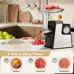 Topteng Meat Grinder, Stand Mixer With 3 Blades, Sausage Stuffer Tube & Kubbe Kit