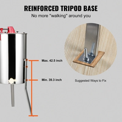 VEVOR Manual Honey Extractor, 2/4 Frames Honey Spinner Extractor, Stainless Steel Beekeeping Extraction, Honeycomb Drum Spinner With Lid 5 VEVOR Manual Honey Extractor, 2/4 Frames Honey Spinner Extractor, Stainless Steel Beekeeping Extraction, Honeycomb Drum Spinner With Lid - Image 5