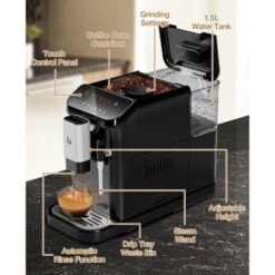 Jojoka Home Espresso Coffee Maker With Built-In Burr Grinder – 15 Grind Settings, Milk Frother, Quick Brewing -Kitchen Appliances GUEST 9d7794cf 6f39 472a 90b4 aa43ff8ddef3