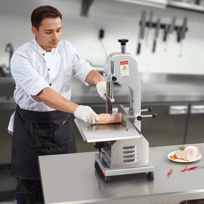VEVOR Commercial Electric Meat Bandsaw, 650W Stainless Steel Countertop Meat Sawing Machine, Workbench 12.4" X 18.1", Silver 1 VEVOR Commercial Electric Meat Bandsaw, 650W Stainless Steel Countertop Meat Sawing Machine, Workbench 12.4" X 18.1", Silver