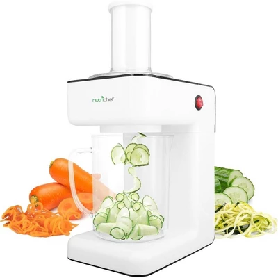 NutriChef Electric Food Chopper - 3-in-1 Vegetable Processor, Fruit Cutter, Spiral Shredder Machine, Zoodle Maker With 3 Cutting Blades - PKESPR26 8 NutriChef Electric Food Chopper - 3-in-1 Vegetable Processor, Fruit Cutter, Spiral Shredder Machine, Zoodle Maker With 3 Cutting Blades - PKESPR26 - Image 8