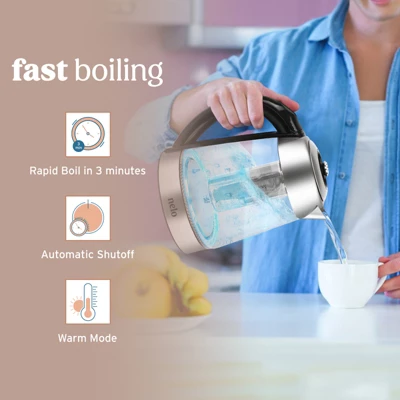 NELO Electric Kettle With Removable Tea Infuser, 7 Temperature Presets, Digital Display, LED Indicator Lights, BPA-Free, 1.7 Liters 2 NELO Electric Kettle With Removable Tea Infuser, 7 Temperature Presets, Digital Display, LED Indicator Lights, BPA-Free, 1.7 Liters - Image 2