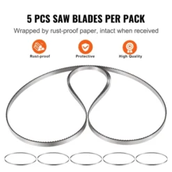 VEVOR Band Saw Blade, 83.5x0.63x0.02 Inch, 5 PCS/Pack Meat Bandsaw Blades For Replacement, Carbon Steel Blade, Silver -Kitchen Appliances GUEST a1672de0 e47d 40f7 a878 f3ec4835195d 1