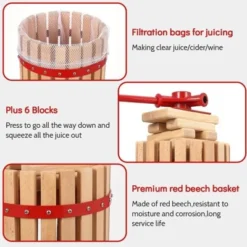 Manual Fruit Wine Press, Wood Steel Fruit And Wine Press With T-Handle, Wine Making Press For Outdoor, Kitchen, Assembly Required -Kitchen Appliances GUEST a22edec2 4c59 4bad 861d dbcd0bb69ea4