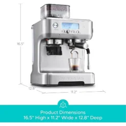 Casabrews 20 Bar Espresso Machine With Built-in Grinder And LCD Display Screen Stainless Steel