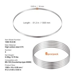 VEVOR Band Saw Blade, 51.2x0.63x0.02 Inch, 5 PCS/Pack Meat Bandsaw Blades For Replacement, Carbon Steel Blade, Meat Cutting, Silver -Kitchen Appliances GUEST a4232dc7 698f 4f55 974b 58f8958c943e