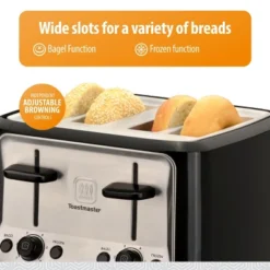 Toastmaster 4-Slice Cool Touch Toaster, Black With Stainless -Kitchen Appliances GUEST a44195d9 7299 4660 8fd5 3fb633bcdea3