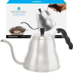 GROSCHE Marrakesh Gooseneck Kettle For Pour Over Coffee Makers And Coffee Drippers, Stainless Steel, 34 Oz -Kitchen Appliances GUEST a45e285d 4205 4db7 a88b bb253904521c
