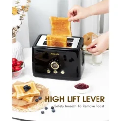 ZACHVO 2 Slice Toaster, Retro Bread Toaster With LED Display-Black -Kitchen Appliances GUEST a46b3a03 9f31 4433 8c6e c88be26a7c27