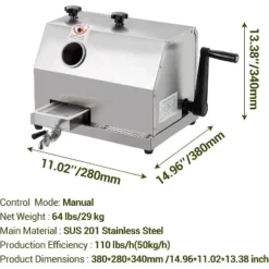 Commercial Sugar Cane Juicer Machine Manual Press Extractor Squeezer 110LBS/H