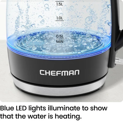 Chefman Rapid-Boil 1.8L Electric Kettle W/ Removable Lid And LED Indicator Lights - Black 3 Chefman Rapid-Boil 1.8L Electric Kettle W/ Removable Lid And LED Indicator Lights - Black - Image 3