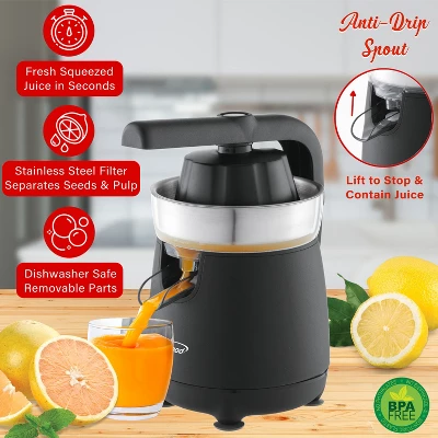 Brentwood 80-Watt 1-Speed Electric Citrus Juicer With Ergonomic Lever, Black 6 Brentwood 80-Watt 1-Speed Electric Citrus Juicer With Ergonomic Lever, Black - Image 6