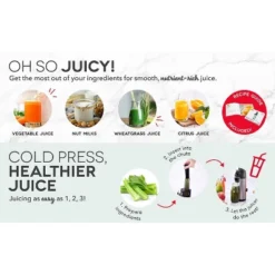 Dash Compact Cold Press Power Juicer - Aqua: Slow Juice Maker, Stainless Steel, 130W, 16oz Capacity, Hand Wash -Kitchen Appliances GUEST a7cd631a 6e46 45dd 94dc 5b80a214eb07