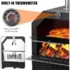 15"x22"x62" Wood Fired Pizza Oven Outdoor Pizza Maker Grill With Waterproof Cover & Wheels