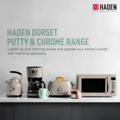 Haden Dorset 4 Slice Wide Slot Stainless Steel Toaster Bundled With 1.7 Liter Stainless Steel Electric Kettle With 360-Degree Base, Putty & Chrome -Kitchen Appliances GUEST a8120093 5799 4808 96b7 5ea166752504
