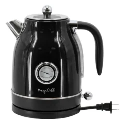 MegaChef 1.8 Quart Electric Tea Kettle And 2 Slice Toaster Combo In Black
