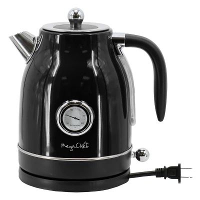 MegaChef 1.8 Quart Electric Tea Kettle And 2 Slice Toaster Combo In Black 1 MegaChef 1.8 Quart Electric Tea Kettle And 2 Slice Toaster Combo In Black