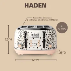 Haden Margate Poodle & Blonde Stainless Steel 4 Slice Toaster With Wide Slots, 6 Browning Control, And Removable Crumb Tray, Pale Pink/Chrome -Kitchen Appliances GUEST a908cfe6 2179 4a64 a71a 904d10bd63f7
