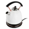 MegaChef 1.8 Liter Half Circle Electric Tea Kettle In White: Temperature Controlled, BPA-Free, 360° Base, 1500W
