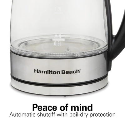 Hamilton Beach 1.7L Glass Variable Temp Kettle 40941R: Electric Tea Maker, 1500W, Hand Wash, Silver, Plastic Handle & Lid 4 Hamilton Beach 1.7L Glass Variable Temp Kettle 40941R: Electric Tea Maker, 1500W, Hand Wash, Silver, Plastic Handle & Lid - Image 4