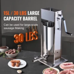 VEVOR Manual Sausage Stuffer, 15 L / 30 LBS Vertical Sausage Machine, Dual-Speed Meat Stuffer, Made Of Food-Grade 304 Stainless Steel, Silver -Kitchen Appliances GUEST aab9a29b 82e8 4c51 b785 5d68f65faf13