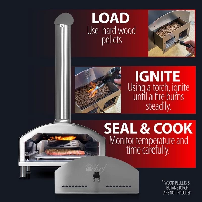Deco Chef Portable Outdoor Pizza Oven With 2-in-1 Pellet Pizza & Grill Oven Stainless Steel 7 Deco Chef Portable Outdoor Pizza Oven With 2-in-1 Pellet Pizza & Grill Oven Stainless Steel - Image 7