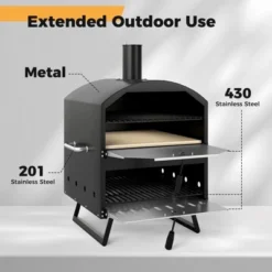 Tangkula Outdoor 16" Wood Fired Pizza Oven 2-Layer Pizza Maker With Square Stone -Kitchen Appliances GUEST ace01e96 3da8 4e30 869e 2a8bf9800442