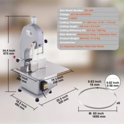 VEVOR Electric Meat Bandsaw, 1100W Stainless Steel Countertop Bone Sawing Machine, Workbeach 19.3" X 15", 0.16-7.9 Inch Cutting Thickness, Silver -Kitchen Appliances GUEST ae97daac 047b 4981 92b4 f850740fd81b