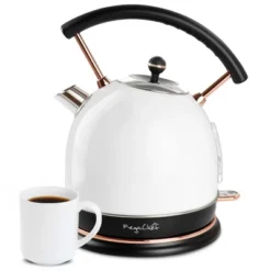 MegaChef 1.8 Liter Half Circle Electric Tea Kettle In White -Kitchen Appliances GUEST aff02042 fc74 4212 8d4f 6281eb67ec83