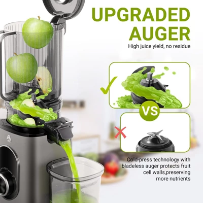 Masticating Juicer With 4.35 In Large Caliber For Whole Fruits &Vegetables, 50RPM Slow Cold Press Juicer, Reverse Function, BPA Free, 8-stage Spiral 3 Masticating Juicer With 4.35 In Large Caliber For Whole Fruits &Vegetables, 50RPM Slow Cold Press Juicer, Reverse Function, BPA Free, 8-stage Spiral - Image 3