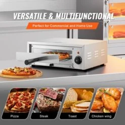 VEVOR Countertop Electric Pizza Oven, 12-inch, 1500W, 122-662℉ Temp Range, Stainless Steel Construction And Easy-to-Clean Crumb Tray -Kitchen Appliances GUEST b3bc1e82 eae4 4885 a4da 0c7664b90d5c