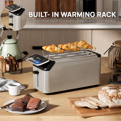 Whall® Stainless Steel Smart Toaster, 4 Slice | Projection Touchscreen, 1.5" Extra-Wide Slots, Digital Timer, Reheat & Defrost, Removable Crumb Tray 5 Whall® Stainless Steel Smart Toaster, 4 Slice | Projection Touchscreen, 1.5" Extra-Wide Slots, Digital Timer, Reheat & Defrost, Removable Crumb Tray - Image 5
