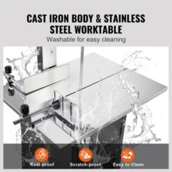 VEVOR Commercial Electric Meat Bandsaw, 550W Stainless Steel Vertical Bone Sawing Machine, 19.1"x15" Workbench, 7.09 Inch Cutting Thickness, Grey -Kitchen Appliances GUEST b3f94d31 8f70 4569 81d0 bf1afc6cdefb