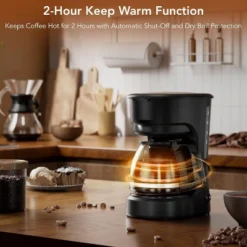 R.W.FLAME Compact 5-Cup Drip Coffee Maker With Timer, 2-Hour Auto Power-Off, 2-Hour Keep Warm, Pause & Brew, Reusable Filter, And Drip-Free Carafe -Kitchen Appliances GUEST b543c50a c9a1 4f73 aa34 51e4fff3cf67