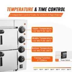 VEVOR Commercial Pizza Oven Countertop, 16" Double Deck Layer, Stainless Steel Electric Pizza Oven With Stone And Handle -Kitchen Appliances GUEST b5dd9c8a ea7a 4d07 9a9d 68a866f19fa6
