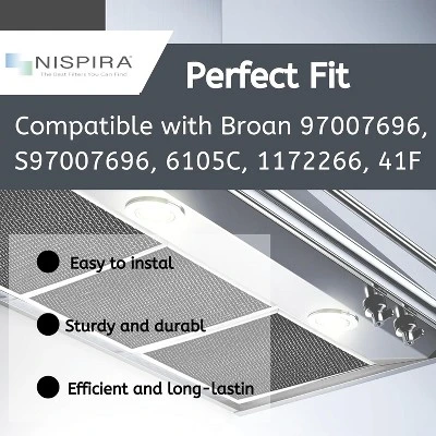 Nispira Replacement Range Hood Grease Filter With Charcoal Compatible With Broan 97007696, S97007696, 6105C, 1172266, 41F. A Set Of 12 Filters 5 Nispira Replacement Range Hood Grease Filter With Charcoal Compatible With Broan 97007696, S97007696, 6105C, 1172266, 41F. A Set Of 12 Filters - Image 5