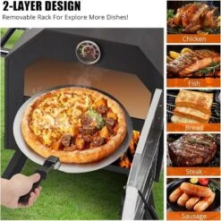21.5"x12"x28" Wood Fired Pizza Oven Pizza Maker Grill With Waterproof Cover & Fold-up Legs -Kitchen Appliances GUEST b6ed98fa f21f 4a3a 8c7f 35bf1b5ee06f
