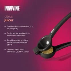 Innovine Citrus Juicer, Manual Lemon And Lime Press With Modern Grey Finish, Durable Die-Cast Design Handheld Juice Squeezer, Home Bar Tools, Set Of 1