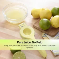 Amco 2-in-1 8.8-Inch Aluminum Squeezer - Comfortable Juicing For Strain-Free Experience, Kitchen Gadget For Juicing Lemons Or Oranges (Yellow) -Kitchen Appliances GUEST b8357cb8 5f7a 4f42 9af7 15e9ae8d97a5