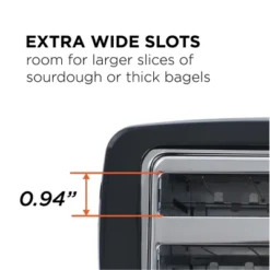 Commercial Chef Toaster With 2 Extra Wide Slots, 6 Settings, Cool Touch Technology