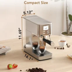 Kismile 9 Bar Espresso Machine With Steam Frother - Compact Stainless Steel Coffee Machine For Latte And Cappuccino, Customizable Brewing Time Modes -Kitchen Appliances GUEST b993ba80 9c53 4348 85aa c6ee289bc456