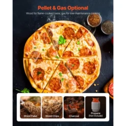 VEVOR Dual Fuel Pizza Oven Outdoor, 12 Inch Wood Fire & Propane Gas Pizza Oven, Pellet & Propane Pizza-Maker With Thermometer, Silver -Kitchen Appliances GUEST b9d1b510 a4ae 4135 8d92 f0212bc07aaa