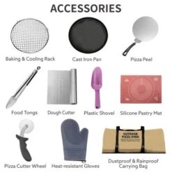 Outdoor 12" Automatic Rotatable Pizza Ovens Portable Stainless Steel Wood Fired Pizza Maker With Built-in Thermometer Pizza Cutter Carry Bag -Kitchen Appliances GUEST ba485b38 b890 4f99 ac8e e0445a85fb08