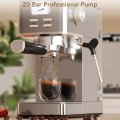 Kismile 9 Bar Espresso Machine With Steam Frother - Compact Stainless Steel Coffee Machine For Latte And Cappuccino, Customizable Brewing Time Modes -Kitchen Appliances GUEST bae7386a 01a8 4032 9300 351ba0fc4af4