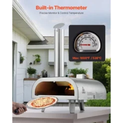 VEVOR Pizza Oven Outdoor, 12" Pellet Pizza Oven, Portable Pizza-Stove With Built-in Thermometer, Wood Fired Stainless Steel Pizza-Maker, Silver -Kitchen Appliances GUEST bb198b8c ef84 41a3 9a67 ee6a0e11d7c2