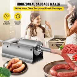 VEVOR Manual Sausage Stuffer, 3 L / 7 LBS Horizontal Sausage Machine, Dual-Speed Meat Stuffer, Made Of Food-Grade 304 Stainless Steel, Silver -Kitchen Appliances GUEST bbfcefa7 83bb 4a4a bd74 461432ca9712
