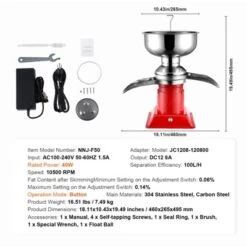 VEVOR Milk Cream Centrifugal Separator, 304 Stainless Steel,100L/H Output 10500RPM Goat Milk Separator,30W Cow Cream Separator With 5L Bowl Capacity -Kitchen Appliances GUEST bc1a38aa 1312 4937 9def a5cf8073591d