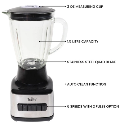 Total Chef 6-Speed Countertop Blender With Glass Jar 6-Cup 500W 5 Total Chef 6-Speed Countertop Blender With Glass Jar 6-Cup 500W - Image 5